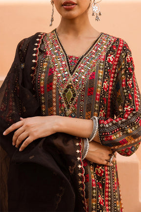 Black Color Rayon Cotton Printed Suit With Palazzo