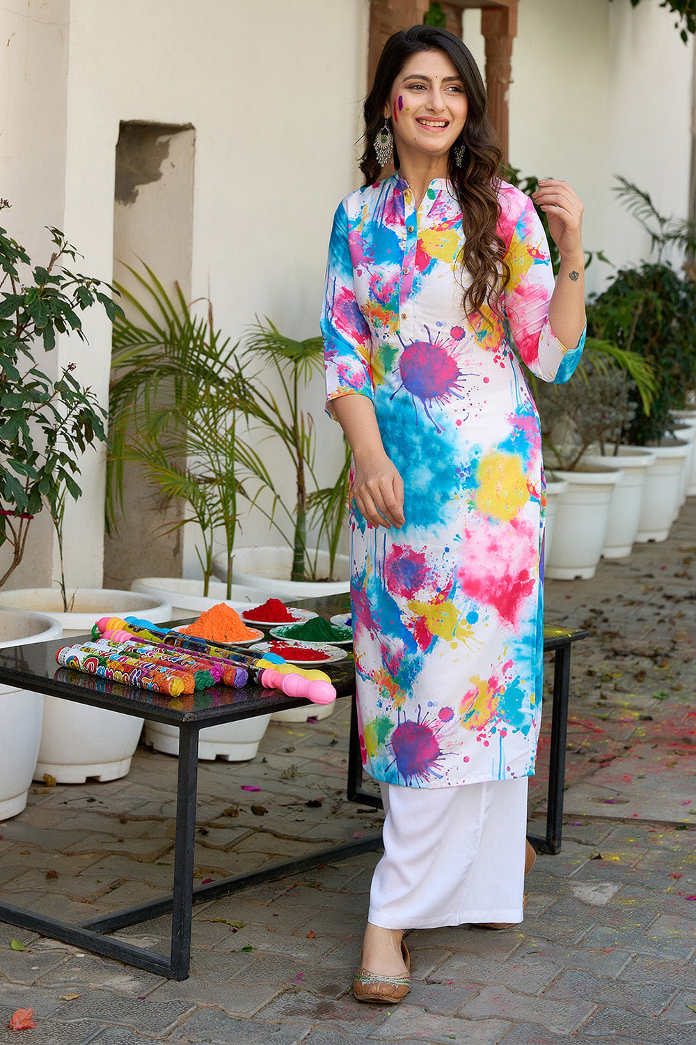 Multi-Coloured Printed Cotton Kurta