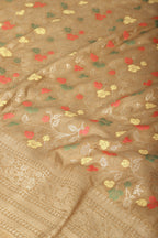 Beige Silk Resham & Zari Woven Saree