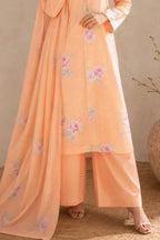 Peach Floral Printed Chanderi Suit With Palazzo
