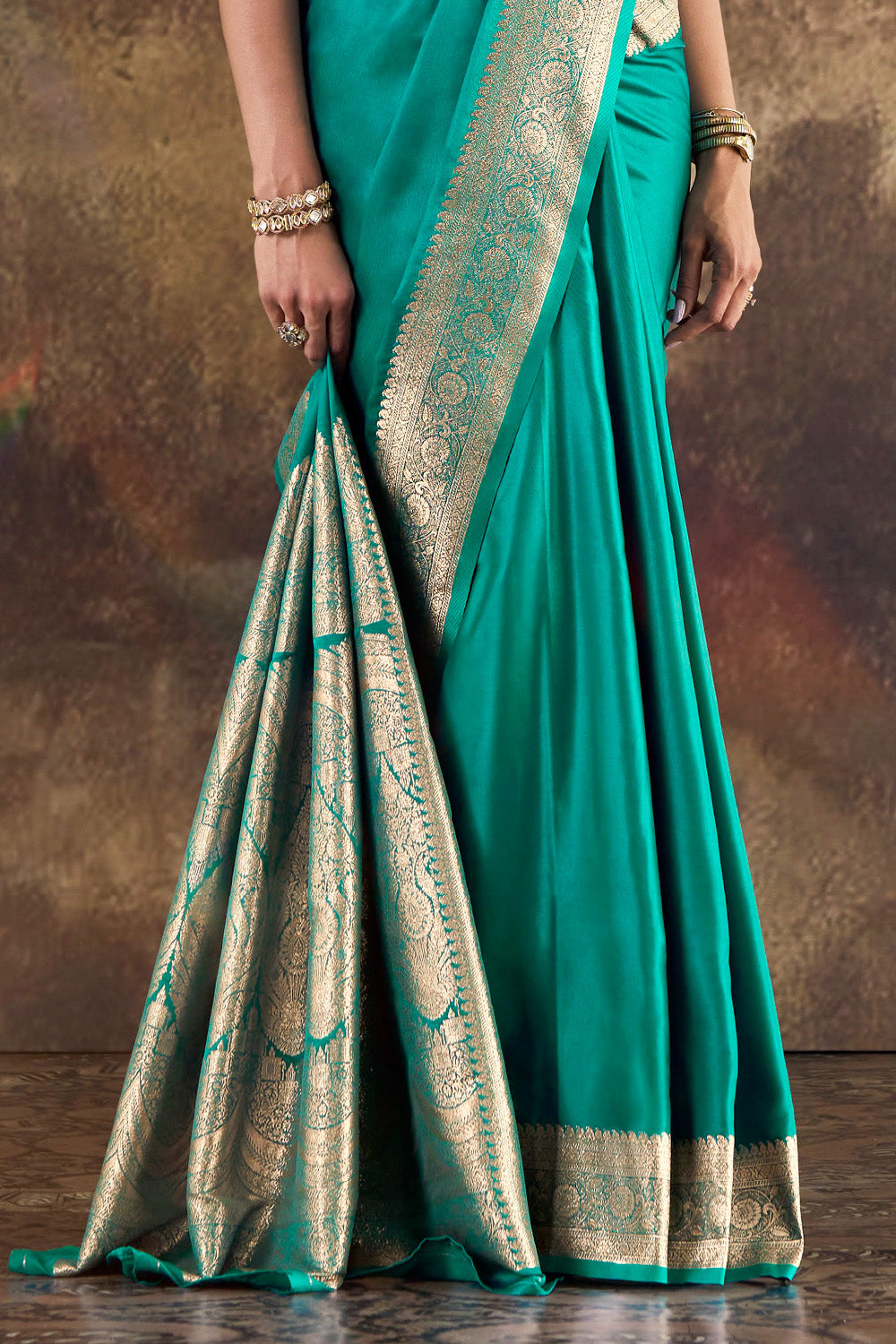 Teal Eri Silk Zari Woven Saree