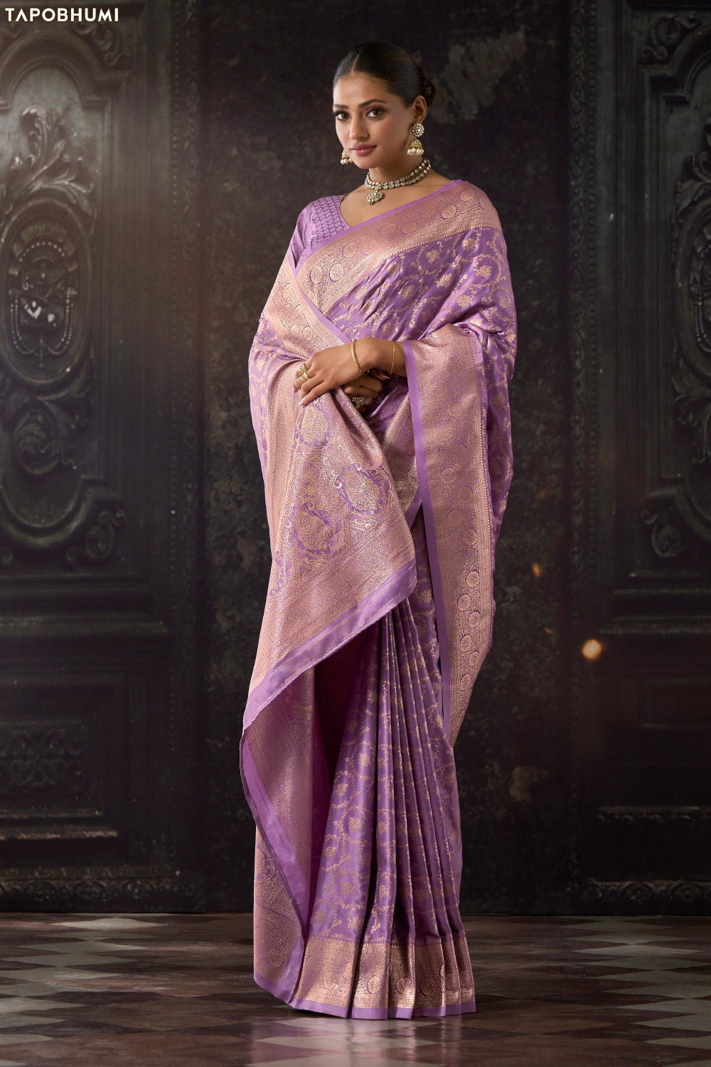 Lavender Katan Silk Banarasi Zari Woven Saree