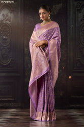 Lavender Katan Silk Banarasi Zari Woven Saree
