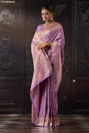 Lavender Katan Silk Banarasi Zari Woven Saree