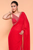 Fuchsia Pink Color Georgette Saree With Readymade Blouse