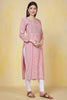 Pink Cotton Silk Printed Kurti