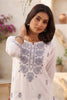 White & Grey Resham Embroidered Kurta