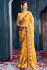 Pale Yellow Pure Georgette Resham, Zari and Sequins Embroidered Saree