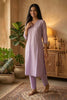 Lavendar Cotton Mirror Neck-Embroidered Kurta Set