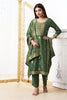 Green Color Silk Woven Straight Suit