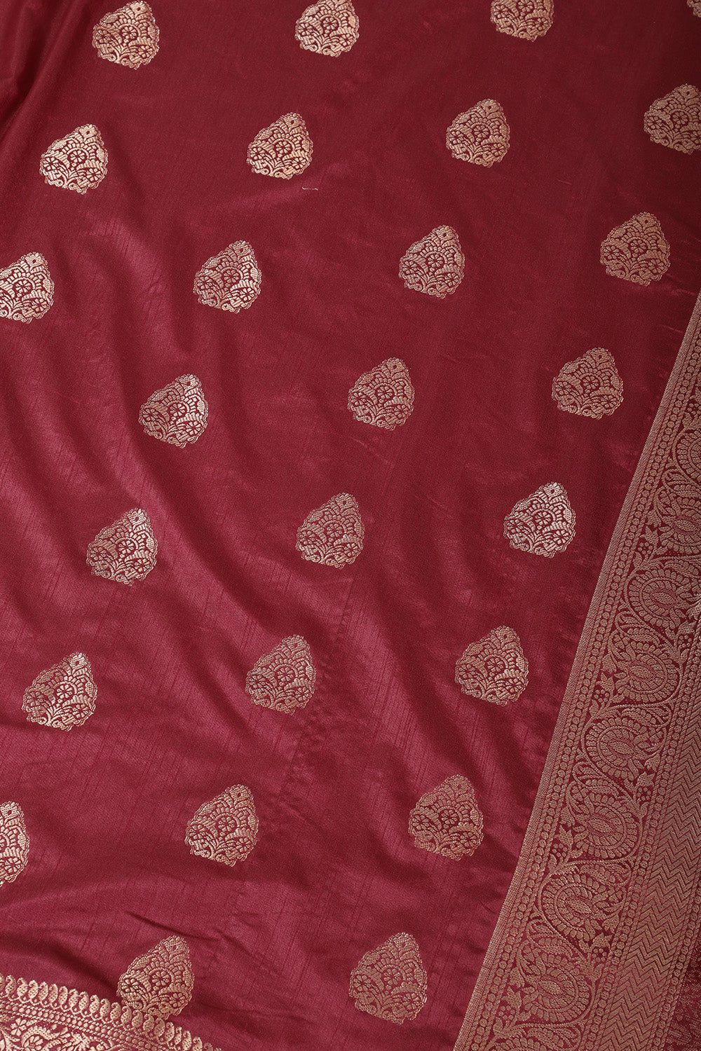 Wine Silk Zari Woven Saree