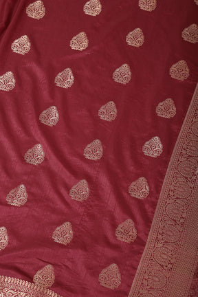 Wine Silk Zari Woven Saree