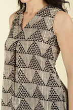 Black & Beige Cotton Printed Kurta With Palazzo