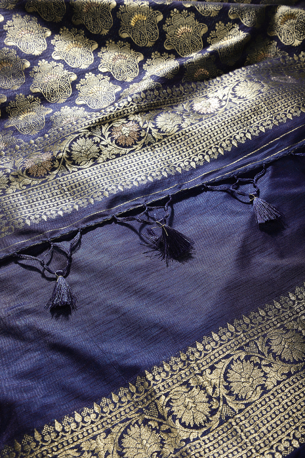 Navy Blue Color Raw Silk Woven Saree