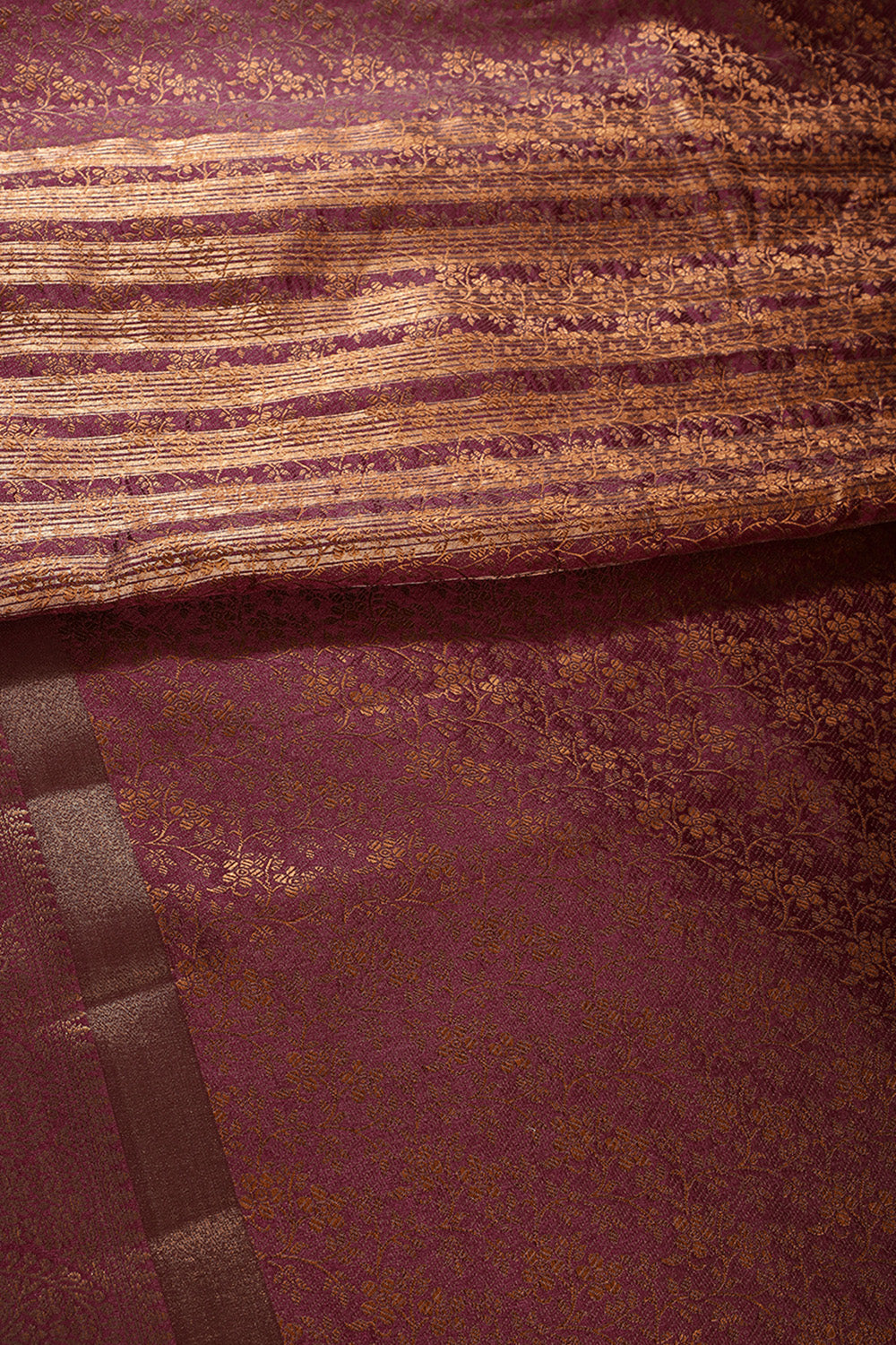 Wine Color Silk Floral Resham & Zari Woven Saree