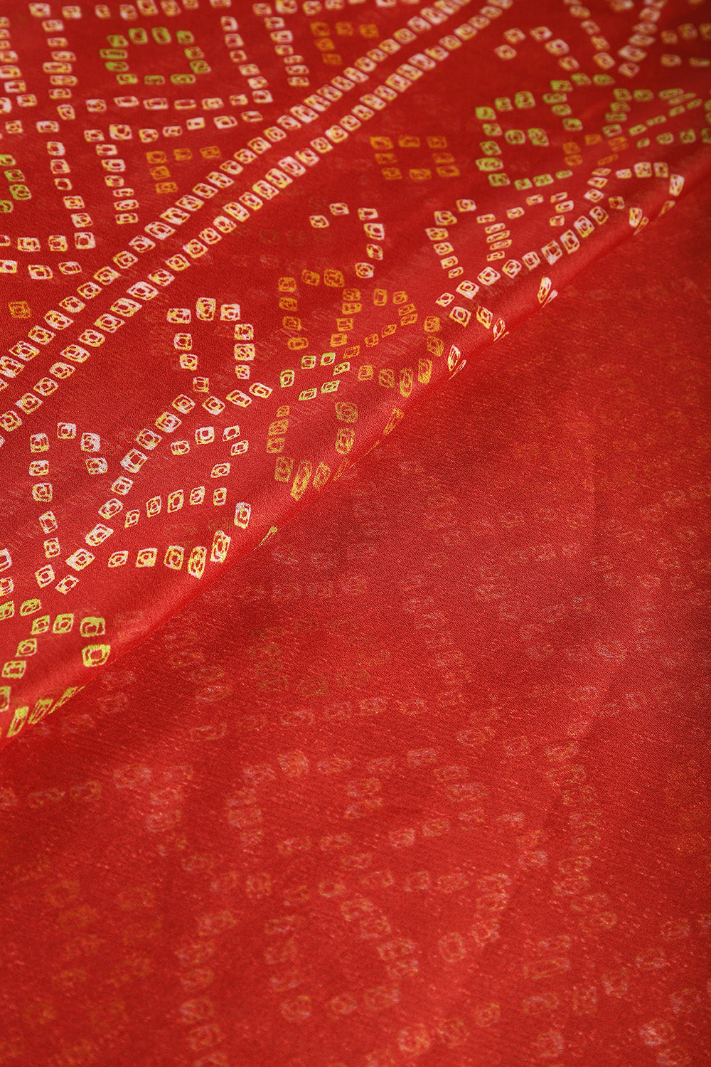 Red Colour Chiffon Bandhani Printed Saree
