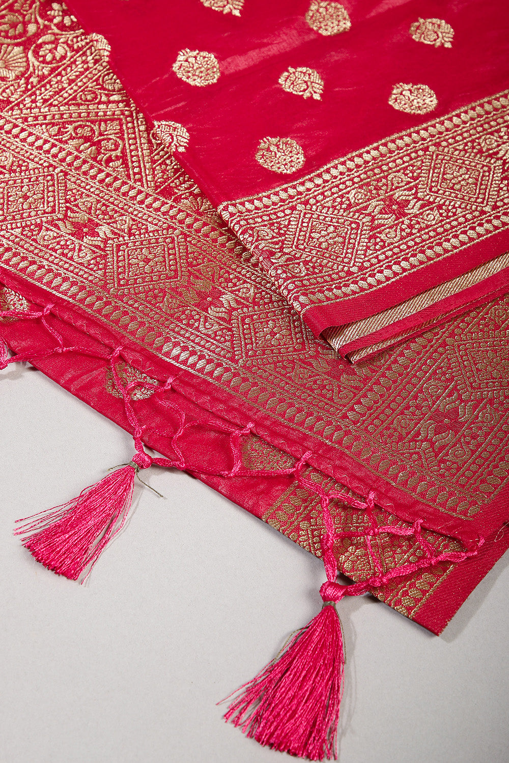 Persian Rani Color Tissue Silk Woven Saree