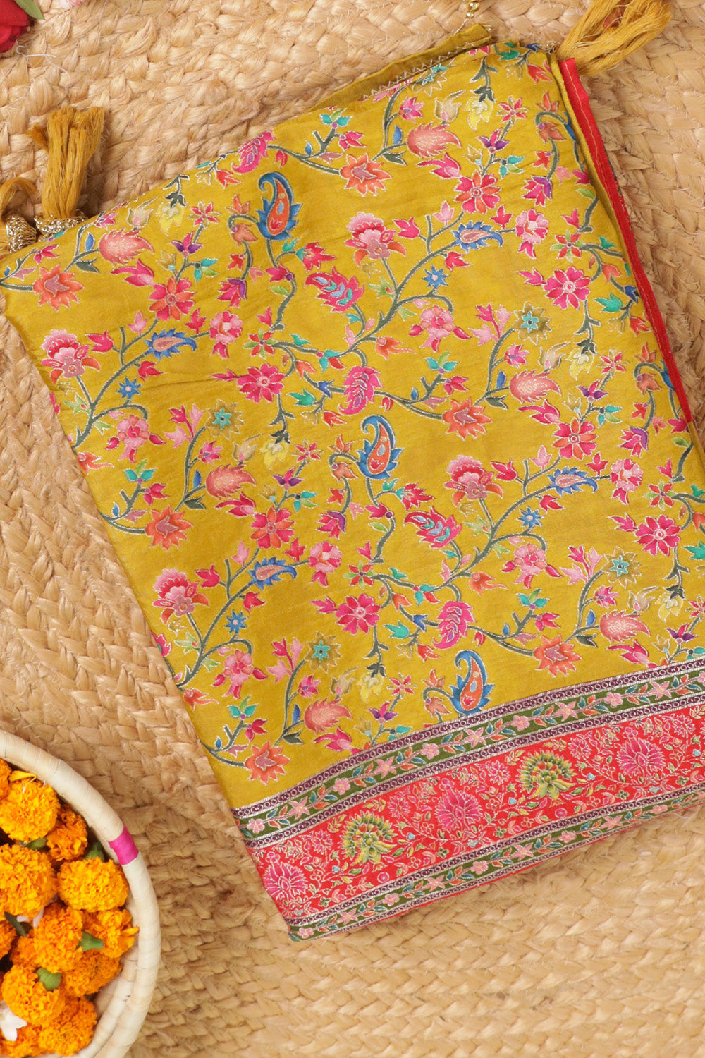 Mustard Color Silk Handloom Saree