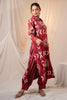 Deep Carmine Printed Rayon Long Kurta Set