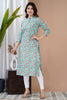 Turquoise Color Cotton Floral Printed Kurti