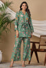 Green Colour Cotton Printed Co-Ord Set