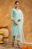 Powder Blue Color Cotton Neck Embroidered Unstitched Suit Fabric