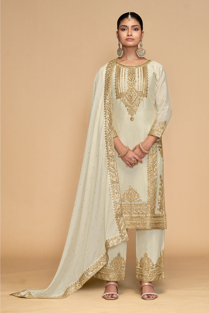 Crepe Silk Embroidered Suit Set