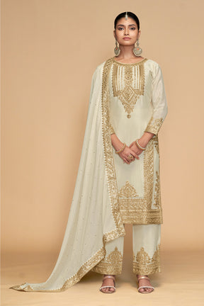 Crepe Silk Embroidered Suit Set