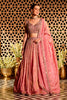 Pink Tissue Silk Embroidered Lehanga