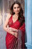 Red & Maroon Ombre Sequins Embroidered Georgette Saree