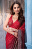 Red & Maroon Ombre Sequins Embroidered Georgette Saree
