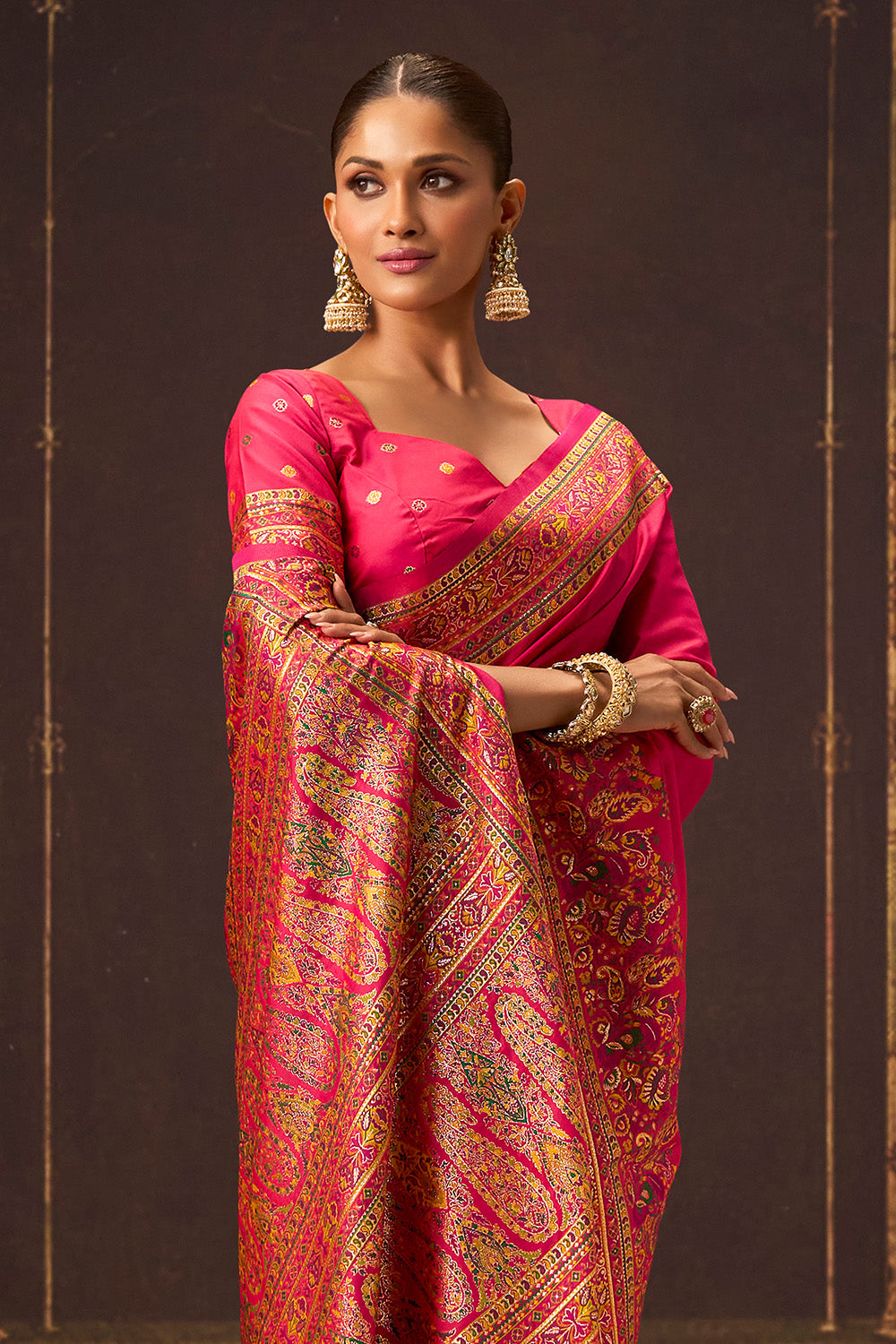 Rani Soft Silk Kalamkari Woven Saree