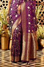 Purple Banarasi Katan Silk Saree