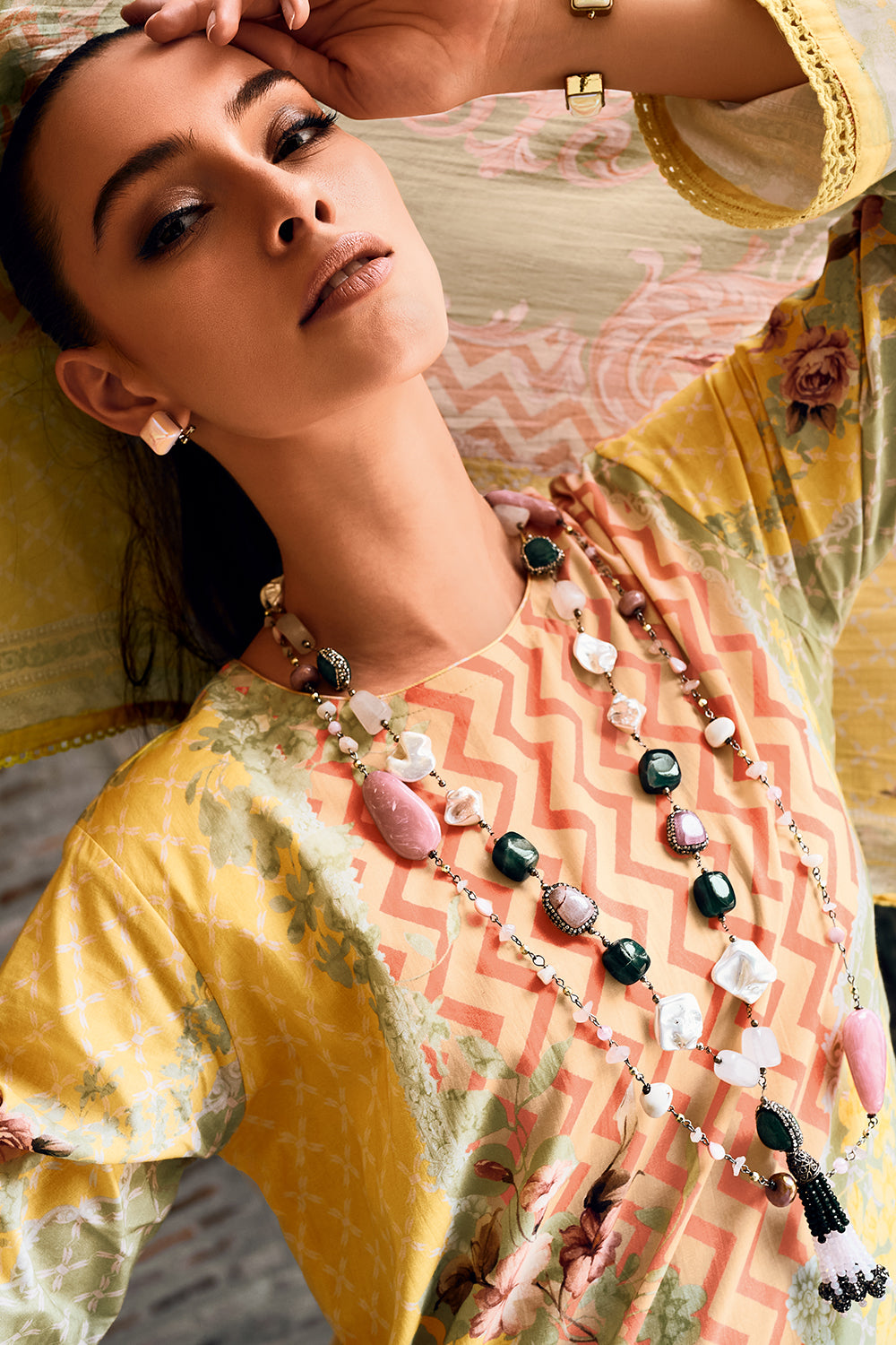 Yellow Colour Cotton Printed Unstitched Suit Material