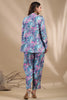 Turquoise Colour Muslin Printed Co-Ord Set
