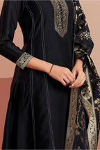 Black Woven Silk Suit