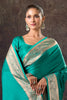 Teal Satin Silk Woven Saree
