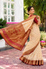 Cream Silk Ikkat Woven Border Saree