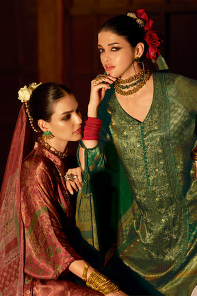 Maroon Spun Printed Unstitched Suit Material