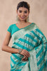 Teal Color Zari Woven Silk Saree