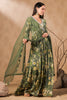 Sage Green Color Crepe Alia-Cut Printed Anarkali Suit