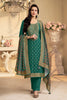 Teal Pashmina Zari Woven Unstitched Suit Fabric