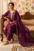 Wine Neck-Embroidered Silk Straight Suit