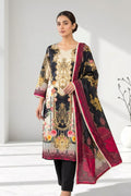 Black Chanderi Silk Printed Straight Suit