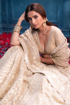 Cream Matelic Tissue Embroidered Lehanga