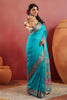Teal Soft Silk Kalamkari Woven Saree