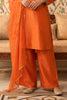Rust Neck-Embroidered Silk Straight Suit