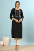 Black Color Cotton Embroidery Kurta