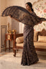 Navy And Beige Cotton Printed And Woven Border Saree