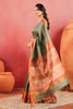 Sage Green Tussar Silk Floral Printed and Zari Woven Saree